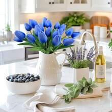 1/3/10/20 Pcs Blue Tulips, High-Quality Artificial Flowers, Realistic Touch Tulip Bouquets, Perfect For Weddings, Rooms, Homes, Hotels, Parties, Valentine's Day, Christmas, And Other Occasions, And Perfect For Gifts And New Year's Gifts.