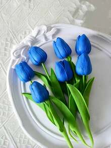 1/3/10/20 Pcs Blue Tulips, High-Quality Artificial Flowers, Realistic Touch Tulip Bouquets, Perfect For Weddings, Rooms, Homes, Hotels, Parties, Valentine's Day, Christmas, And Other Occasions, And Perfect For Gifts And New Year's Gifts.