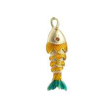 1pc Fashionable Colorful Enamel 3D Swinging Fish Pendant, Versatile DIY Bracelet, Necklace, Earring, Bag Charm Accessory