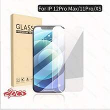 [2 Paquetes] Adecuado para iPhone XS/11Pro/12Pro Max Protector de pantalla de vidrio templado [Orificio de perforación], Dureza 9H, Antihuellas, Alta transparencia - Claro HD