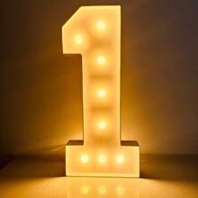 1Pc 73cm/28.7inch Light Up Digital Marquee Frame KT Board Number 0-9 Plug-In KT Board With Bracket LED Party Decorative Light For Birthday Party Anniversary Decoration,Christmas - White - View 17