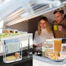 1 Piece Of Grey Kitchen Sink Rack Tray Organization Rack, Anti-Rust Sink Accessory For Kitchen Countertops, Suitable For Sponge, Dishcloth, Rag, Brush And Scrubber Storage Rack. - Multicolor - View 3