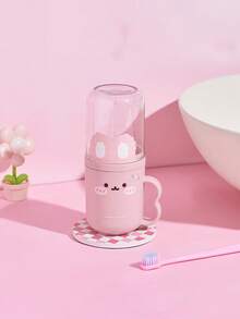 1pc Cute Rabbit Design Travel Toothbrush Box And Mouthwash Cup Set - Portable, Plastic Toothpaste Cup, Bathroom Mouthwash Cup, Space-Saving Hygiene Solution For Carry-On, Suitable For Business Travel And Vacation - Multicolor - View 13