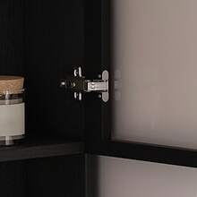 L-Shaped Corne Computer Desk With Glass Cabinets, Built-In LED Lights & USB Charging Ports, Ergonomic Office Desk With Keyboard Tray For Home Office, Gaming, Corporate Workspaces(Black) - View 10