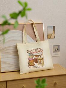 Stars Hollow Luke Pattern Tote Bag Shoulder Bag For Travel Daily Commute Women's Shopping Bag, Best Gift For Her,  Folding Shoulder Bag Summer Beach Holiday Bag, Travel Gift For Man Woman Tv Show  Autumn Gift