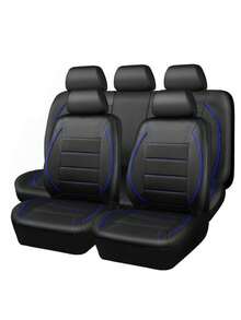 9件套/4件套（5座/2座）通用型滚边真皮汽车座椅套，适用于SUV、厢式货车、卡车，内侧拉链设计并预留开口孔，兼容安全气囊，尽显优雅气质