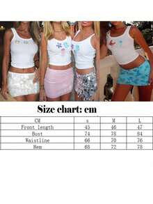 Women Sleeveless Sequin Starfish Tank Vest Top Embroidered Bead Camisole Tops Embellishment Summer Crop Tops - trắng - Xem 7