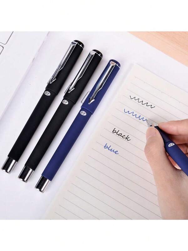 1/2pcsQuick Drying Neutral Ink Ballpoint Pen, 0.7mm Tip, Blue And Black Ink, For Note-Taking, Writing, Signing, Office, Diary, Office And School Supplies Black Warrior Pens - 0.5mm Point, Smooth Writing, Durable Plastic - Suitable For School And Office Random Style Delivery