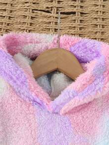 女童加厚抓绒卫衣裙 - 扎染图案，宽松版型，保暖舒适，长袖设计，及膝长度，时尚舒适的休闲连衣裙 | 青少年服装 | 针织，女童冬季服装 - 彩色 - 查看 5