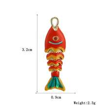 1pc Fashionable Colorful Enamel 3D Swinging Fish Pendant, Versatile DIY Bracelet, Necklace, Earring, Bag Charm Accessory