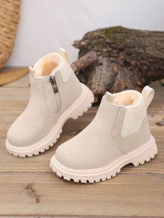 1 Pair Unisex Baby Fashion Chelsea Boots, Rubber Anti-Slip Sole, Casual & Versatile, Suitable For Winter