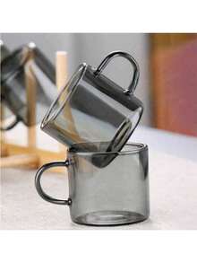 12/6/4/2 Stücke Set schwarze, hitzebeständige Gläser mit Griffen, geeignet für Zuhause, Büro, KTV, ideal zum Trinken von Wasser, Tee, Getränken, Espresso [Hinweis: Kein Glashalter enthalten]