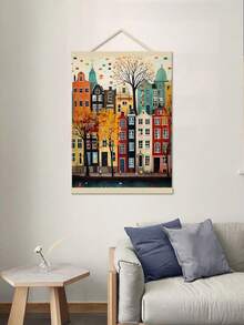 1幅彩色房屋油画，时尚帆布艺术印刷品 - 非常适合客厅和卧室装饰，是任何场合的理想礼物，无框 - 彩色 - 查看 9