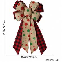 1 Stück Weihnachtsbaum Rot Schneeflocke Schleife Ornament Anhänger, Samt imitierter Leinen Schleife Weihnachtsparty Dekoration Zubehör, Schneeflocke Karomuster Schleife Anhänger, handgemachte Weihnachtsschleife aus rotem und grünem Samt mit Buchstaben, Weihnachtsbaum Dekoration Karomuster Polka Dot Schleife, Ahornblatt Schneeflocke Karomuster Schleife Festival Dekorationszubehör