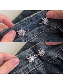 Zestaw 1/4 klipsów w kształcie gwiazdek, odpinany pasek w talii bez szycia, regulowany pasek, odpowiedni na zakupy i wyjścia, idealny do luźnych spodni i spódnic, dodatek do luźnych spodni