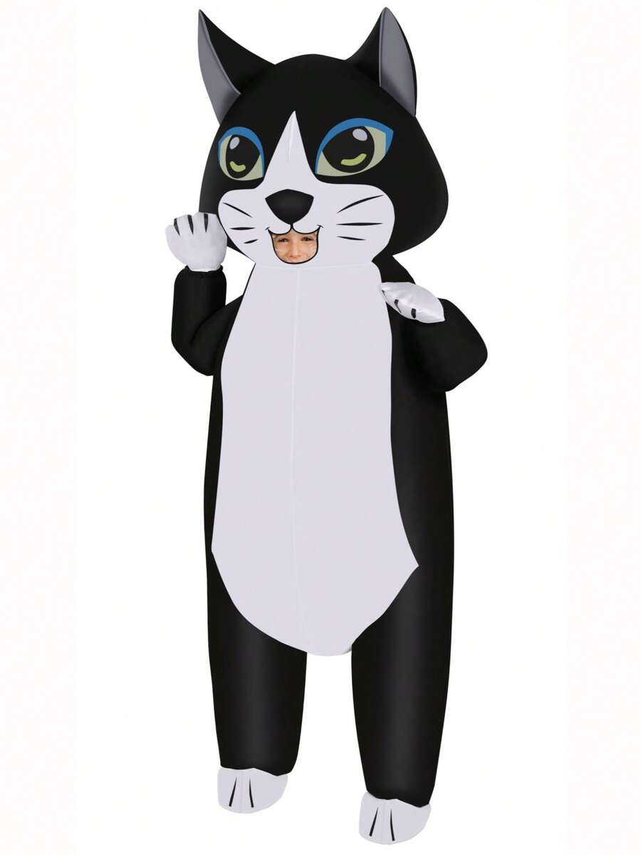 Adult Inflatable Cat Costume, Cat Costume, Unisex Inflatable Costume, Full Body Cat Costume, Funny Cat Costume, Inflatable Costume For Christmas, Halloween - Black - View 1