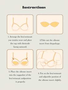 2/4 Piece Silicone Inserts Without Any Adhesive. Can Be Used Directly Inside Underwear. Reusable Bra Pads. Ideal For Swimming And As A Hidden Bra Pad. Completely Upgraded And Thickened.