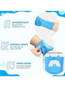 Heat Resistant Extra Long Pet Bath Gloves - Textured Latex Rubber Gloves For Dog Washing, Dishwashing & Household Cleaning, Slip Resistant & Durable - Màu xanh lam - Xem 4