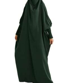 1 件 Hijab Khimar 和 Abaya 连衣裙，宽松长袍，松紧袖设计，高度私密，优质 穆斯林女性祈祷头巾，伊斯兰服装 Khimar - 彩色 - 查看 4