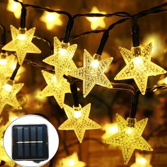 1pc Solar 20/30/50/100 LED Star Light With 8 Lighting Mode, 2AA Battery Powered 1.5M10Led 2 Mode On/Off,Star Fairy Light Solar Waterproof Indoor And Outdoor Flashing Christmas Light Bedroom Party Wedding Christmas Tree Decoration, Warm White/Cold White/Multi Color Light Halloween Christmas Thanksgiving Gift