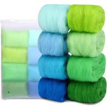 Needle Felting Wool 8 Colors Nature Wool Roving, Felting Wool Bulk, Wool Roving For Needle Felting, For DIY Craft Materials And Felting Wool Craftsmen, 10g/Color