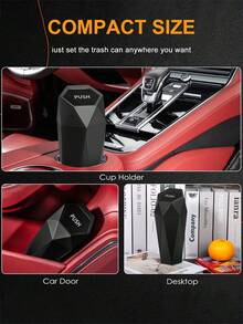 Car Trash Can With Lid , Car Cup Holder Trash Can, Mini Essential Car Accessories For Interior, Leakproof Garbage Can , Multipurpose Organizers And Storage For Car, Home, Kitchen, Office. - đen - Xem 2