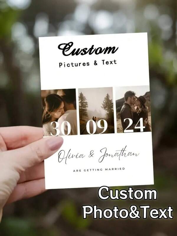 [Personalizado] Conjuntos de convites de casamento com design exclusivo, 30, 20 e 10 peças, com fotos e texto de alta qualidade, completos com envelopes. Presentes personalizados, não dobráveis, cartões personalizados, convites de casamento, cartões personalizados, cartões personalizados.