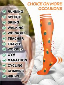 3 Pairs Of Compression Socks For Men And Women,Cartoon Food Pattern, Soft And Comfortable, Suitable For Running, Fitness, Cycling, Holiday Gifts