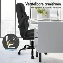 ALFORDSON Massage Office Chair, Computer Chair, Faux Leather Desk Chair, 150 Kg Load Capacity, 90-135° Backrest, Height-Adjustable Ergonomic PC Chair, Black - Dark Gray - View 7