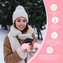 3-Gear Adjustable Heated Gloves, Outdoor Office Portable Half-Finger Design, 45°C/50°C/55°C Temperature, Winter Warm, Type-C Rechargeable Heating Gloves, Unisex Winter Warm Gloves, 3-Layer Fabric Design, Fast Heating & Heat Retention - Black - View 7