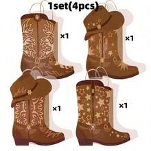 Sacola de Presente para Festa Cowboy, Sacola de Papel com Botas de Cowboy, Guloseimas, Sacola de Presente com Alça de Botas e Chapéu de Cowboy, Suprimentos para Festa de Aniversário de Cowboy e Despedida de Solteiro. O Tema é Rodeio. Sacola de Bottom Quadrado, Serigrafia. Itens de Moda, Selvageria/Liberdade/Sangue/Ousadia/Individualidade. Cosplay, Festivais e Presente para Amigos, Família e Colegas. Dia de Natal (Algumas Partes São Enviadas Aleatoriamente).