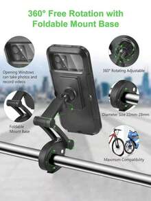 360° Bicycle Motorcycle Phone Holder Bag, Waterproof Dustproof Durable ABS Handlebar Mount Bracket, Suitable For Bicycle & Motorcycle Accessories - Multicolor - View 5
