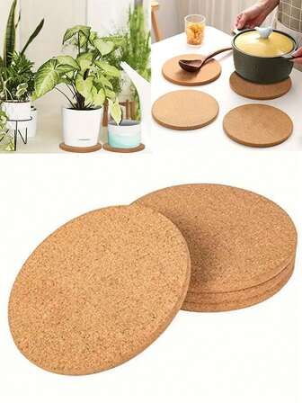 1/2 件圆形软木隔热桌垫防滑隔热碗盘垫家庭办公桌圆形茶杯桌和台面，家庭厨房锅垫