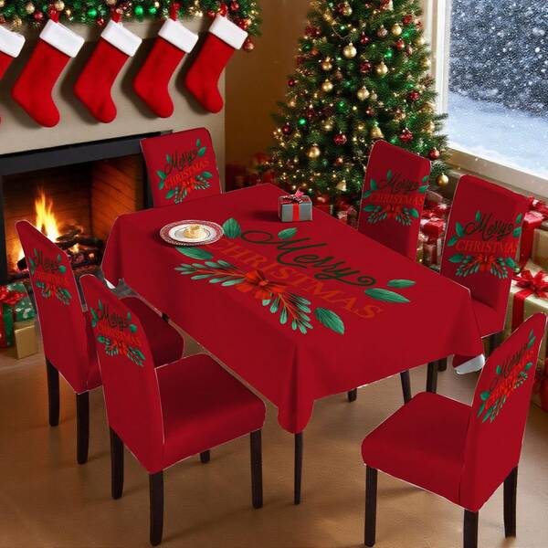 1 o 4 juegos de mesa y silla con estampado de lazos y coronas navideñas, juego de decoración de mesa y silla estacional de 17.7 x 23.6 pulgadas, decoración de cena de fiesta, decoración del hogar, decoración navideña, suministros de fiesta