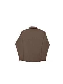 Men's Solid Color Pocket Front Button Long Sleeve Casual Shirt, Summer - Coffee Brown - View 5