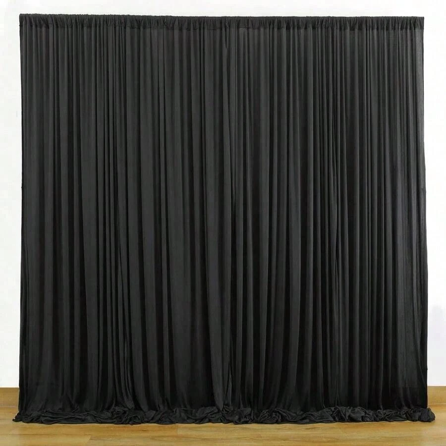 5 x 8/10 英尺（约 150 x 243/304 厘米）无褶皱涤纶摄影背景布，适用于派对、婚礼、生日活动 - 黑色 - 查看 1