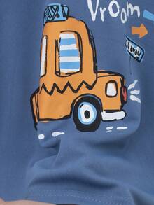6pcs Boys Cartoon Car Print Thick Long Sleeve Top And Pants Pajama Set, Autumn/Winter Home Wear - Multicolor - View 6