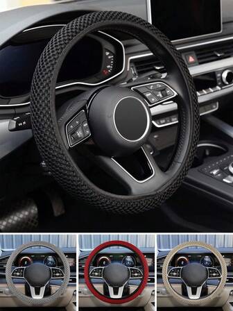 1pc Elastic Stretch Steering Wheel Cover,Warm In Winter And Cool In Summer, Universal 15 Inch, Microfiber Breathable Ice Silk, Anti-Slip, Odorless, Easy Carry,Fits Cars, SUVs, Sedans, Trucks