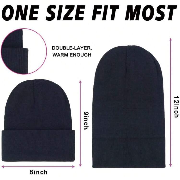 12-Pack de Gorros de Invierno Tejidos para Hombres y Mujeres, Gorros de Calavera Cálidos y Acogedores, Compra al por Mayor - Rojo - Añade 8