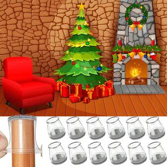 12 Chair Leg Floor Protection Pads, Chair Foot Covers With Anti Slip Felt Sheets To Reduce Noise, Small Furniture Mover With High-Quality Gray Felt Pads, Christmas Furniture Accessories, Seamless Design, Interior Decoration Accessories