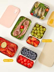 1 قطعة صندوق غداء من الفولاذ المقاوم للصدأ 304 بسعة 600 مل/650 مل مع غطاء، حاوية تخزين طعام سلطة الفواكه محمولة، صندوق بنتو كبير السعة محكم الإغلاق ومقاوم للتسرب، قابل للتكديس، صندوق تخزين طعام للثلاجة، آمن للغسالة الآلية، مناسب لاستخدام الطلاب والبالغين في المدرسة والمكتب والتخييم والنزهات والسفر