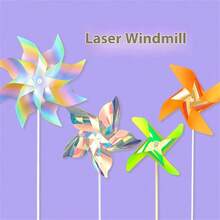 2PCS Outdoor Decorative Colorful Laser Wind Turbines For Shopping Malls, Garden Lighting, Lawn Illumination, Offices, Guesthouses - Small Ground-Mounted Wind Turbines. Festival Atmosphere Decoration, Creating A Relaxed And Pleasant Environment.