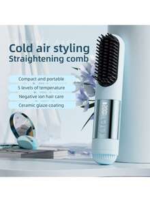 Cordless Hair Straightener Brush, Portable Mini Hair Straightening Brush For Travel, Rechargeable , Lightweight Anti-Scald Heated Styling Tools & Appliances Battery Capacity 2600mAh