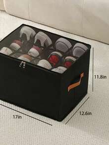 1 pièce Boîte de rangement pour chaussures pliable en tissu pouvant contenir jusqu'à 12 et 16 paires. Avec séparateurs réglables. Organisateur de chaussures pour placard avec couvercle transparent. Boîte de rangement pour chaussures, panier de rangement pour vêtements, boîte de rangement pour vêtements. Convient pour une utilisation domestique, toutes saisons