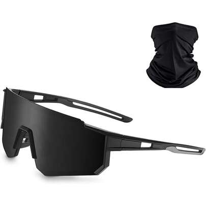 deportivas unisex polarizadas, gafas de espejo para ciclismo, protectoras, con correa para el cuello, adecuadas para conducir, pescar, andar en bicicleta, hacer senderismo (negras)