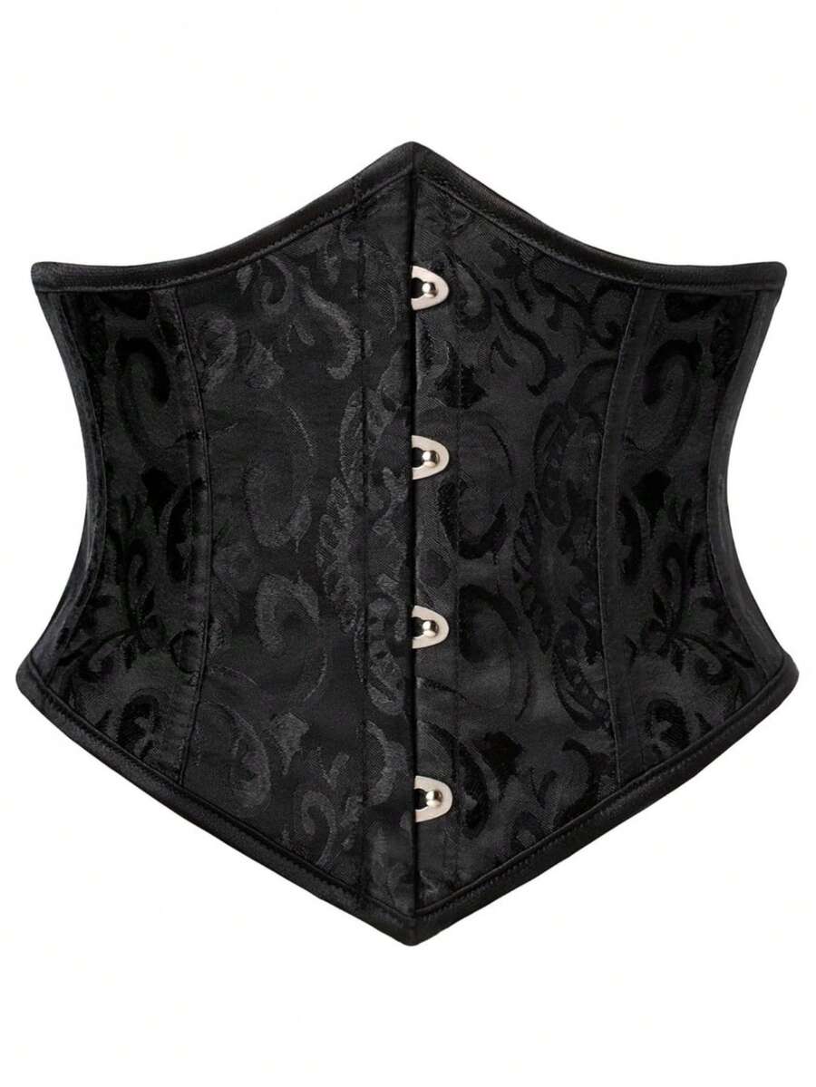 Women's Vintage Jacquard Waist Trainer, Tight Tummy Control Corset Waist Belt For Outerwear Halloween Costume