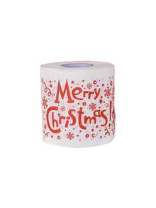 3/1 szt. rolki papieru toaletowego z nadrukiem świątecznym – biały papier, dekoracyjny wystrój domu z motywem Świętego Mikołaja, świąteczny prezent do kawiarni restauracyjnej