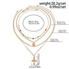 Gold Layered Cross Necklaces For Women, Stack Choker Vintage Pendant Cross Rhinestone Stacking Virgin Mary Necklace Dainty Waterproof Non Tarnish Summer Beachy Jewelry Gifts - 男士項鍊 - 查看 9