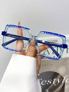 Nouvelles lunettes de mode unisexes à grand cadre vintage rayé carré, lunettes artistiques minimalistes de haute qualité pour un usage quotidien et polyvalent - Multicolore - Voir 4