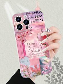 Inspirational Floral & Bible Verse Print Phone Case For IPhone 11/12/13/14/15/16 Series, Clear TPU Material With Built - In Shock - Proof Stripes, Motivational & Protective Phone Cover With - Trong sáng - Xem 2